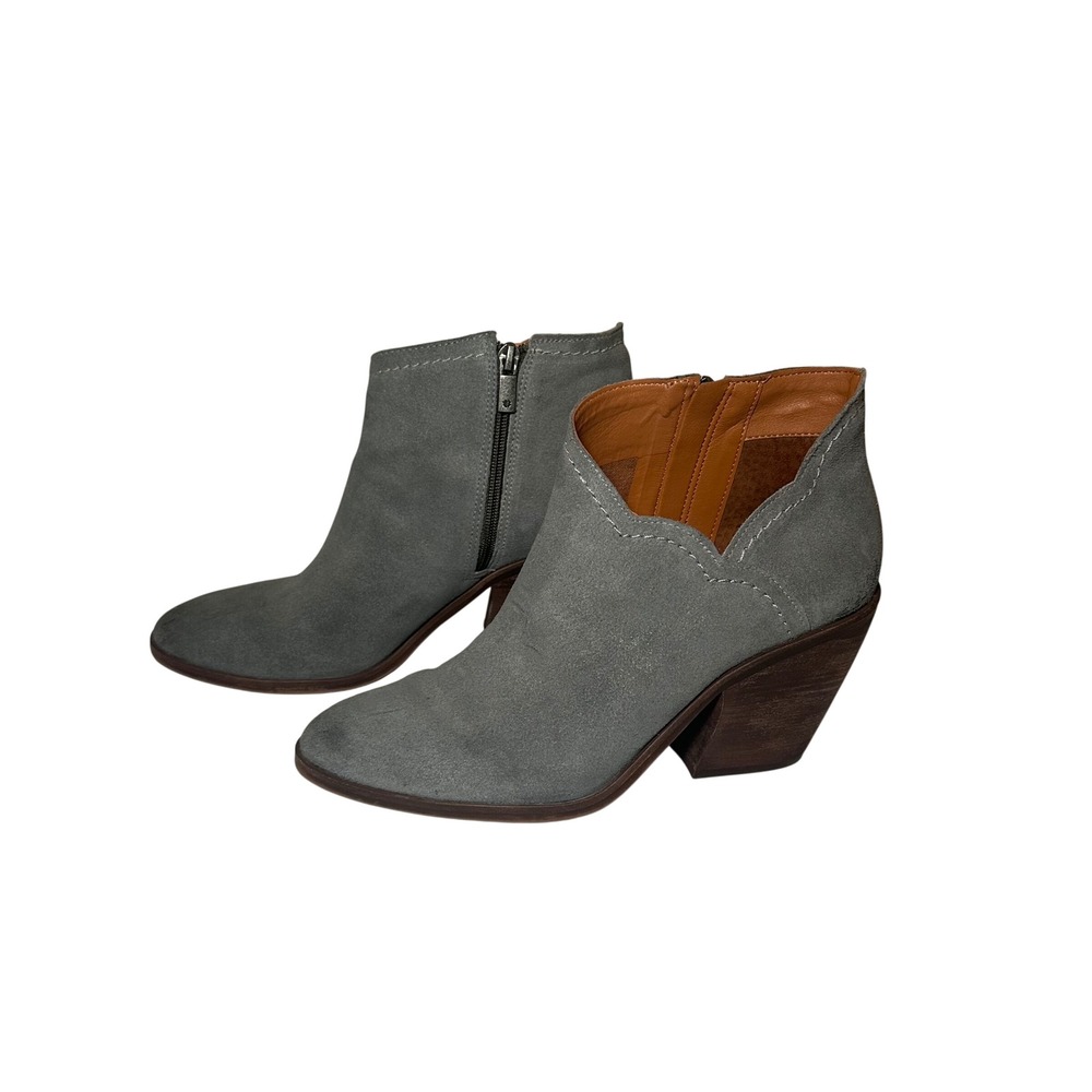 Lucky Brand Womens 10 LK-Lakely Suede Leather Booties Blue‎ Gray Block Heel Boho